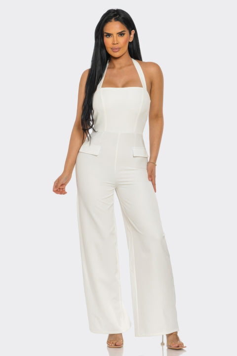 Halter Neck Jumpsuit Whit Back Zipper