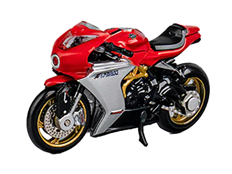 CM Models MV Agusta Superveloce 800 Motorcycle Red and Silver with Figure 1/64 Diecast Model by CM Models