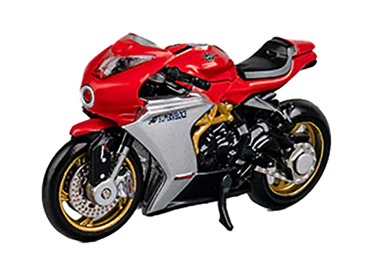CM Models MV Agusta Superveloce 800 Motorcycle Red and Silver with Figure 1/64 Diecast Model by CM Models