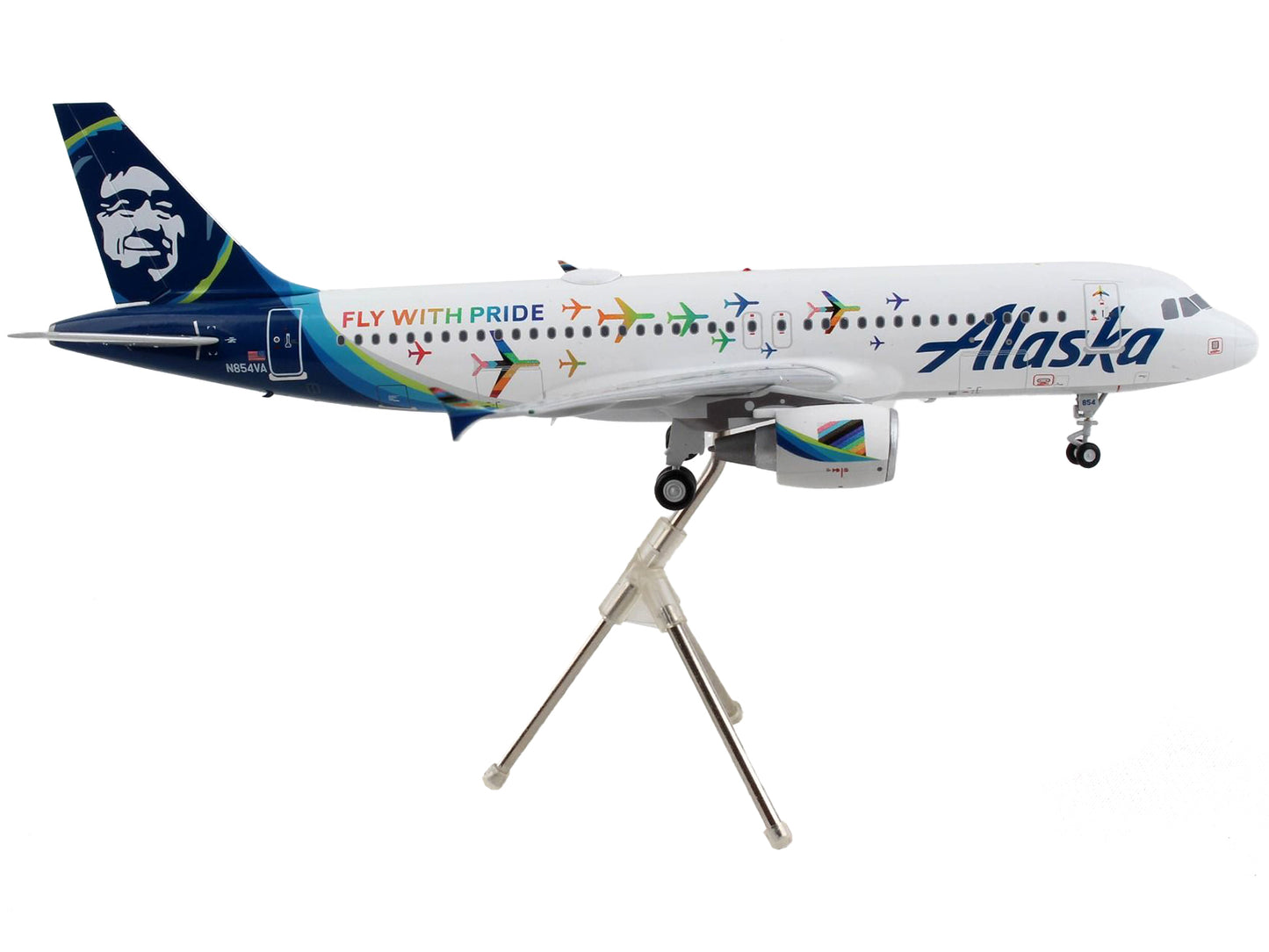 GeminiJets Airbus A320 Commercial Aircraft "Alaska Airlines - Fly With Pride" White with Blue Tail "Gemini 200" Series 1/200 Diecast Model Airplane by GeminiJets
