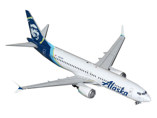 GeminiJets Boeing 737 MAX 8 Commercial Aircraft "Alaska Airlines" (N801AK) White with Blue Tail "Gemini 200" Series 1/200 Diecast Model Airplane by GeminiJets