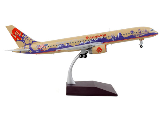 GeminiJets Boeing 757-200 Commercial Aircraft "America West Airlines" Beige with Purple Graphics "Gemini 200" Series 1/200 Diecast Model Airplane by GeminiJets