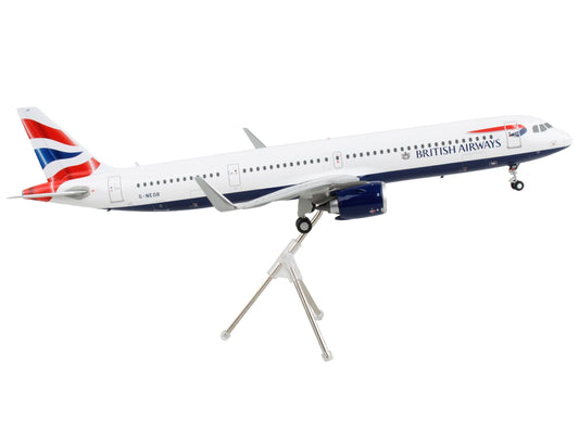 GeminiJets Airbus A321neo Commercial Aircraft "British Airways" White with Tail Stripes "Gemini 200" Series 1/200 Diecast Model Airplane by GeminiJets