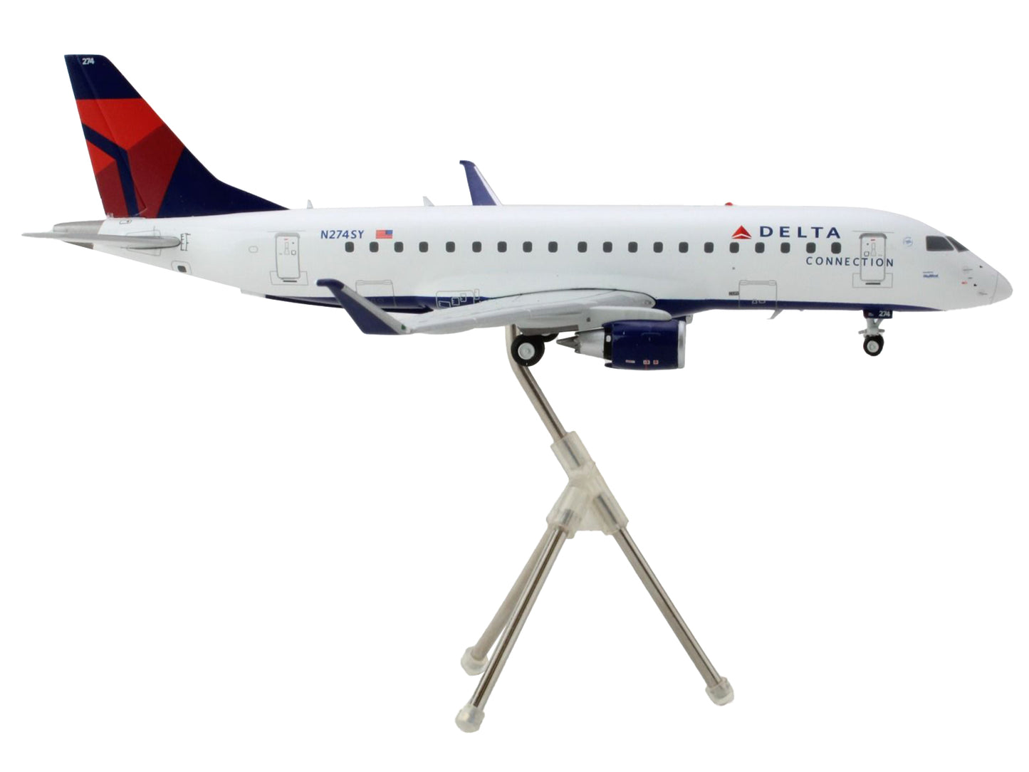 GeminiJets Embraer ERJ-175 Commercial Aircraft "Delta Connection" White with Blue and Red Tail "Gemini 200" Series 1/200 Diecast Model Airplane by GeminiJets