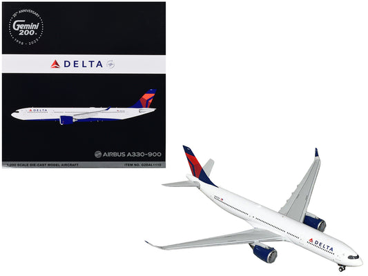 GeminiJets Airbus A330-900 Commercial Aircraft "Delta Air Lines" White with Blue and Red Tail "Gemini 200" Series 1/200 Diecast Model Airplane by GeminiJets
