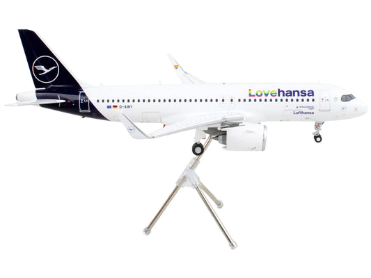 GeminiJets Airbus A320neo Commercial Aircraft "Lufthansa - LoveHansa" White with Blue Tail "Gemini 200" Series 1/200 Diecast Model Airplane by GeminiJets