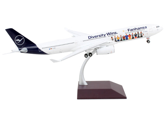 GeminiJets Airbus A330-300 Commercial Aircraft "Lufthansa - Diversity Wins" White with Blue Tail "Gemini 200" Series 1/200 Diecast Model Airplane by GeminiJets