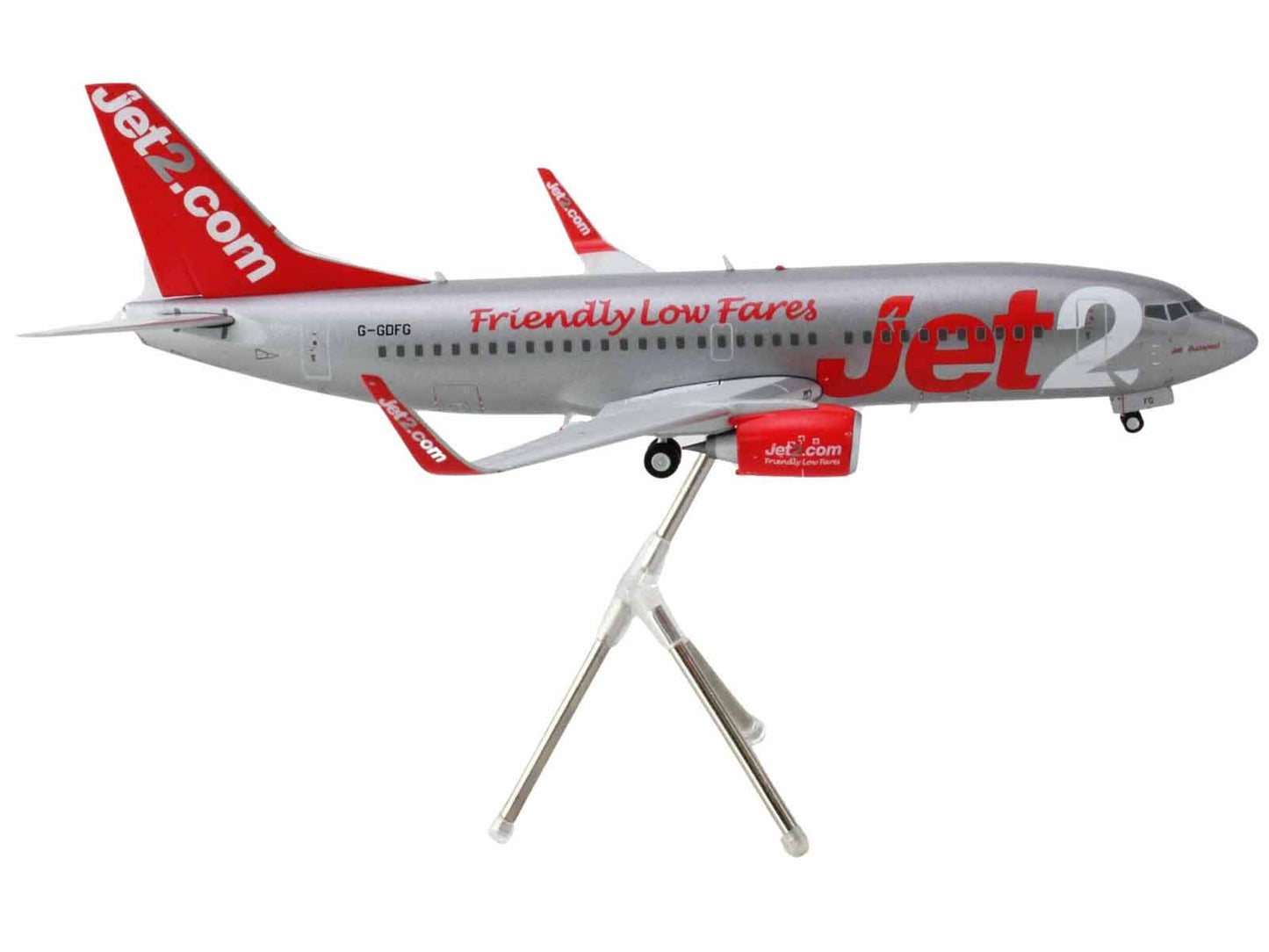GeminiJets Boeing 737-300 Commercial Aircraft "Jet2" (G-GDFG) Gray Metallic with Red Tail "Gemini 200" Series 1/200 Diecast Model Airplane by GeminiJets