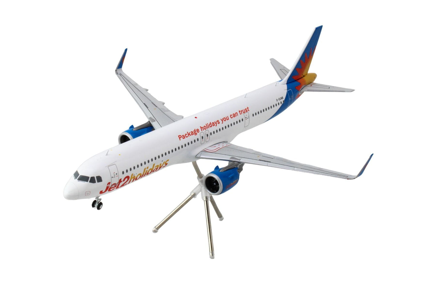 GeminiJets Airbus A321neo Commercial Aircraft "Jet2Holidays" (G-SUNB) White with Tail Graphics "Gemini 200" Series 1/200 Diecast Model Airplane by GeminiJets