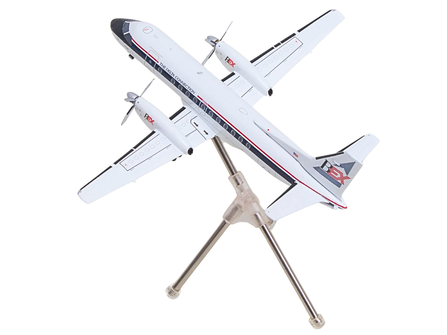 Saab 340A Commercial Aircraft "Delta Connection - Business Express Airlines" (N749BA) White with Dark Blue and Red Stripes "Gemini 200" Series 1/200 Diecast Model by GeminiJets