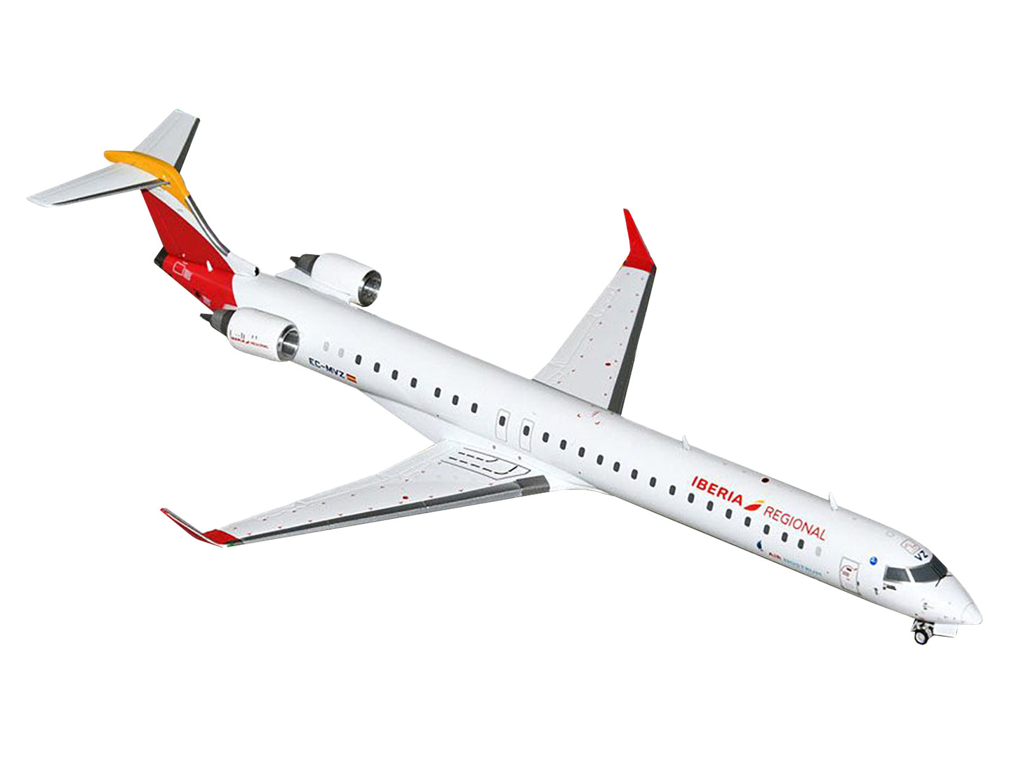 GeminiJets Bombardier CRJ1000 Commercial Aircraft "Iberia Regional" (EC-MVZ) White with Red Tail "Gemini 200" Series 1/200 Diecast Model Airplane by GeminiJets
