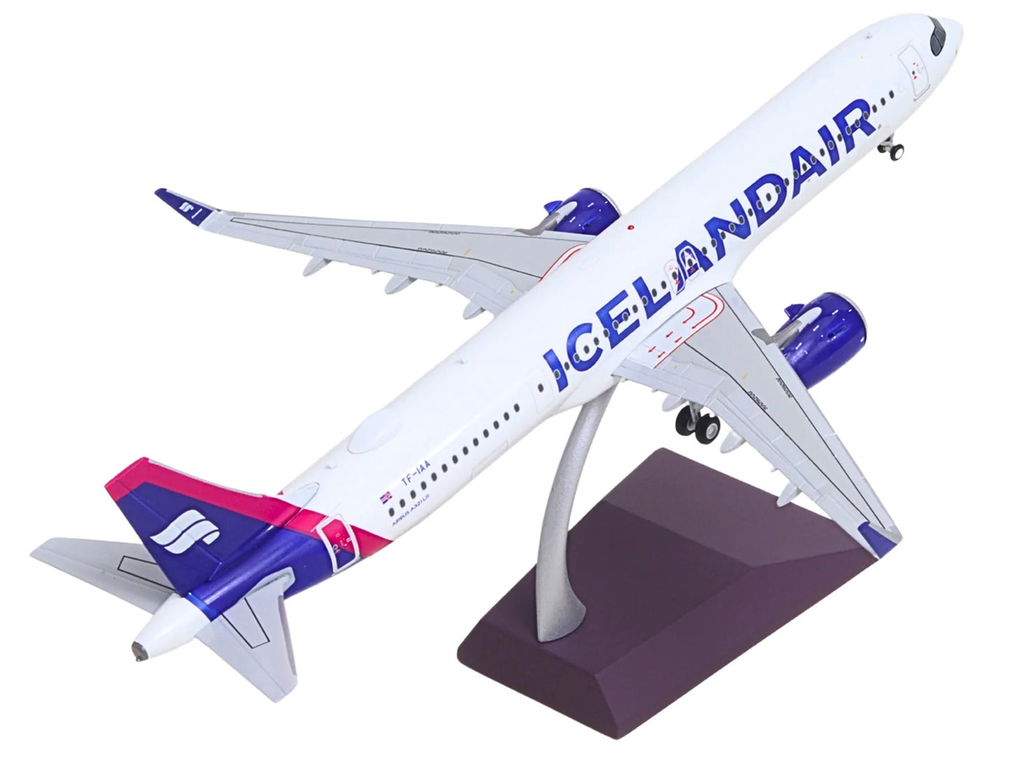 Airbus A321neo Commercial Aircraft "Icelandair" (TF-IAA) White with Blue and Pink Tail "Gemini 200" Series 1/200 Diecast Model by GeminiJets