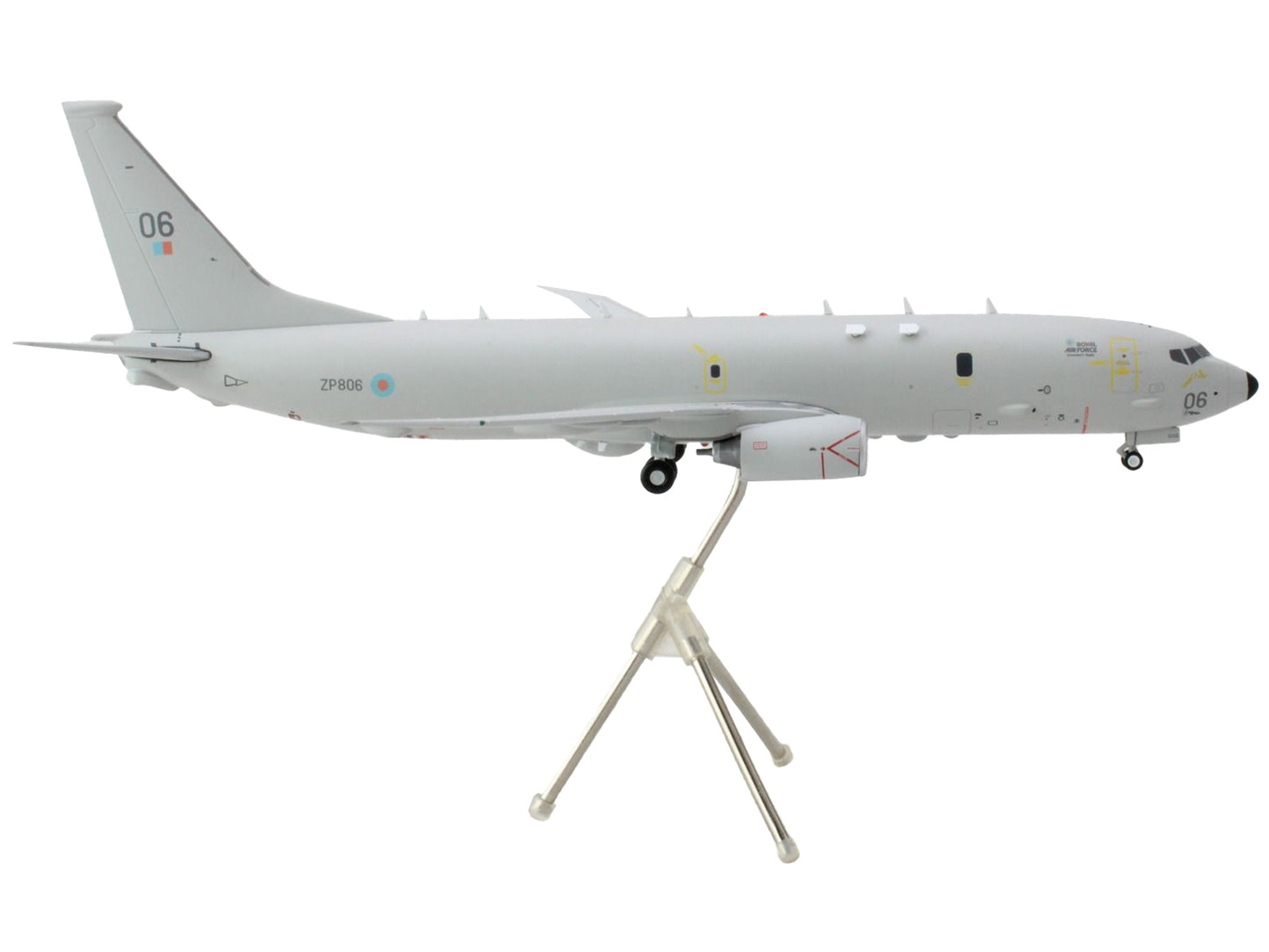 GeminiJets Boeing P-8 Poseidon Patrol Aircraft "UK Royal Air Force" Gray "Gemini 200" Series 1/200 Diecast Model Airplane by GeminiJets