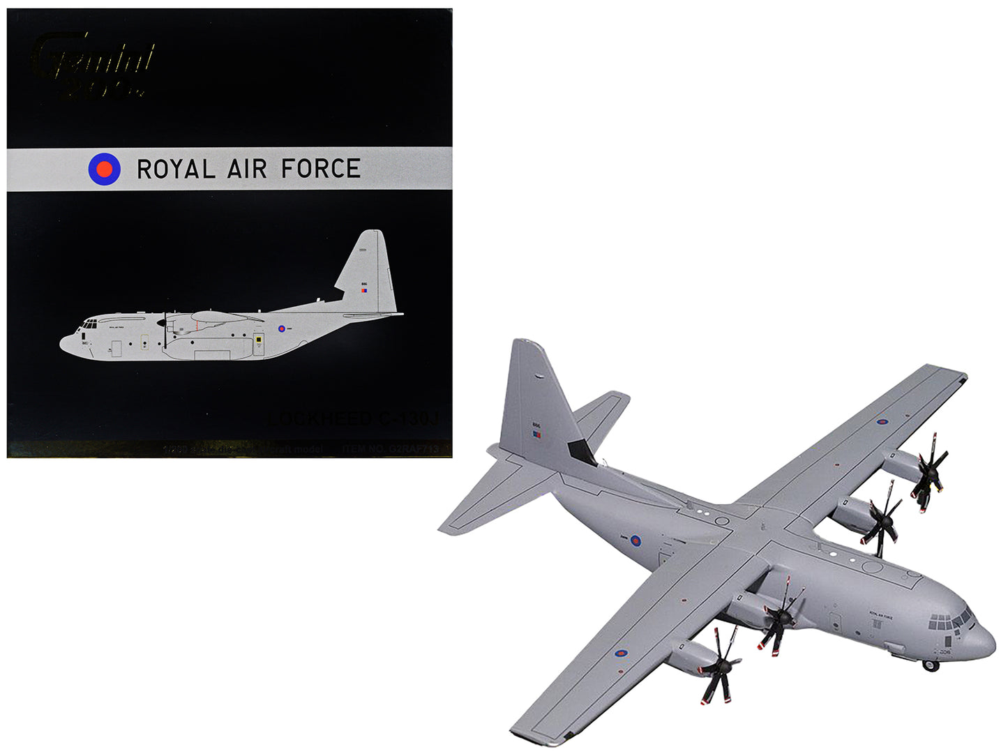 GeminiJets Lockheed C-130J Super Hercules Transport Aircraft "British Royal Air Force" Gray "Gemini 200" Series 1/200 Diecast Model Airplane by GeminiJets