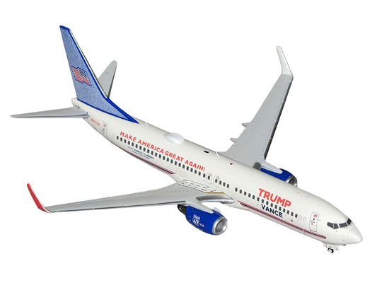 GeminiJets Boeing 737-800 Commercial Aircraft "Trump-Vance Campaign" (N917XA) White with Blue Tail "Gemini 200" Series 1/200 Diecast Model Airplane by GeminiJets