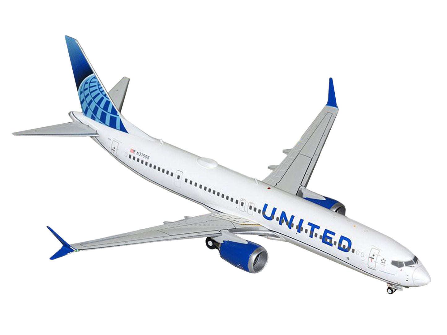 GeminiJets Boeing 737 MAX 9 Commercial Aircraft "United Airlines" (N37555) White with Blue Tail "Gemini 200" Series 1/200 Diecast Model Airplane by GeminiJets