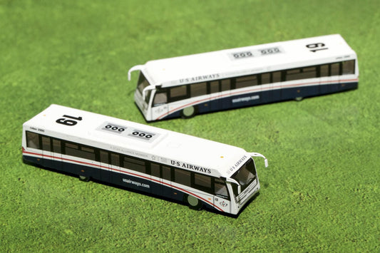 GeminiJets Cobus 3000 Passenger Bus White and Blue "US Airways Shuttle Bus" 2 Piece Set "Gemini 200" Series Diecast Models by GeminiJets