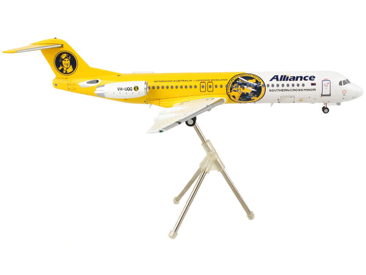 GeminiJets Fokker F100 Commercial Aircraft "Alliance Airlines" White and Yellow "Gemini 200" Series 1/200 Diecast Model Airplane by GeminiJets