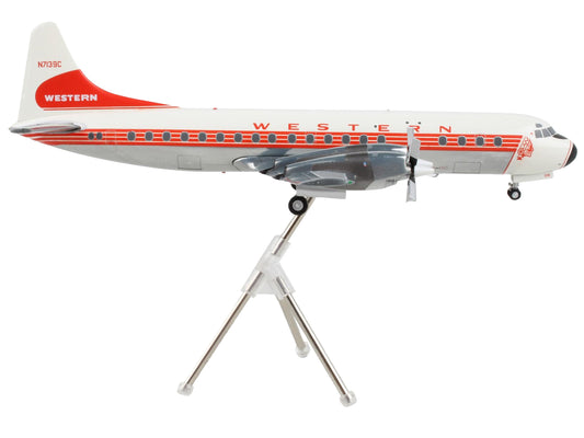 GeminiJets Lockheed L-188 Electra Commercial Aircraft "Western Airlines" White with Red Stripes "Gemini 200" Series 1/200 Diecast Model Airplane by GeminiJets