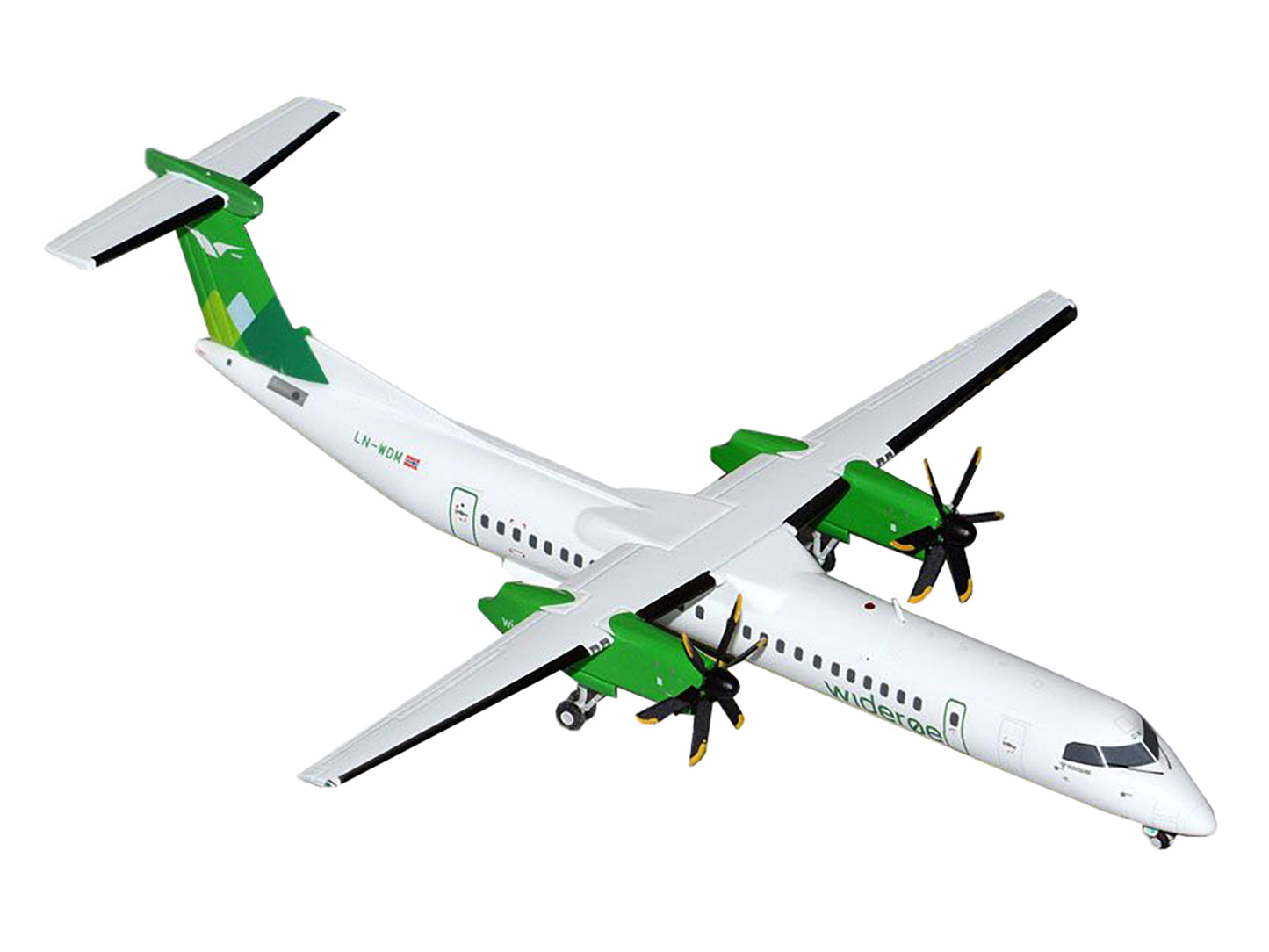 GeminiJets Bombardier Q400 Commercial Aircraft "Wideroe" (LN-WDM) White with Green Tail "Gemini 200" Series 1/200 Diecast Model Airplane by GeminiJets