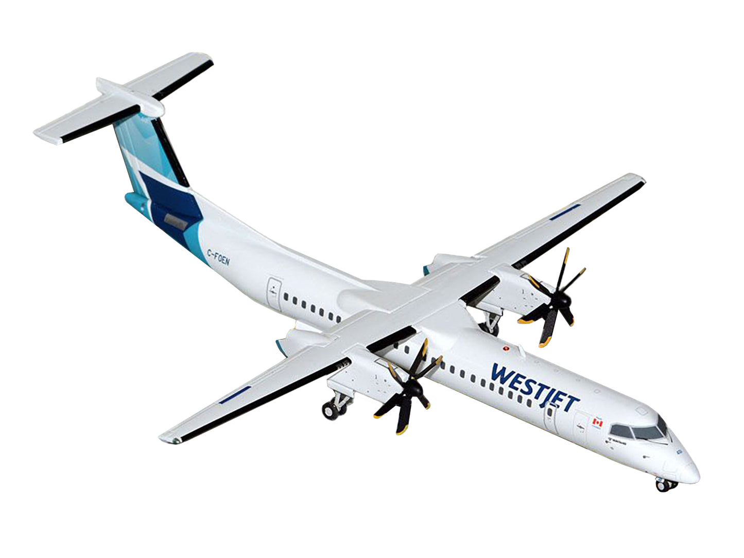 GeminiJets Bombardier Q400 Commercial Aircraft "WestJet Airlines" (C-FOEN) White with Blue Tail "Gemini 200" Series 1/200 Diecast Model Airplane by GeminiJets
