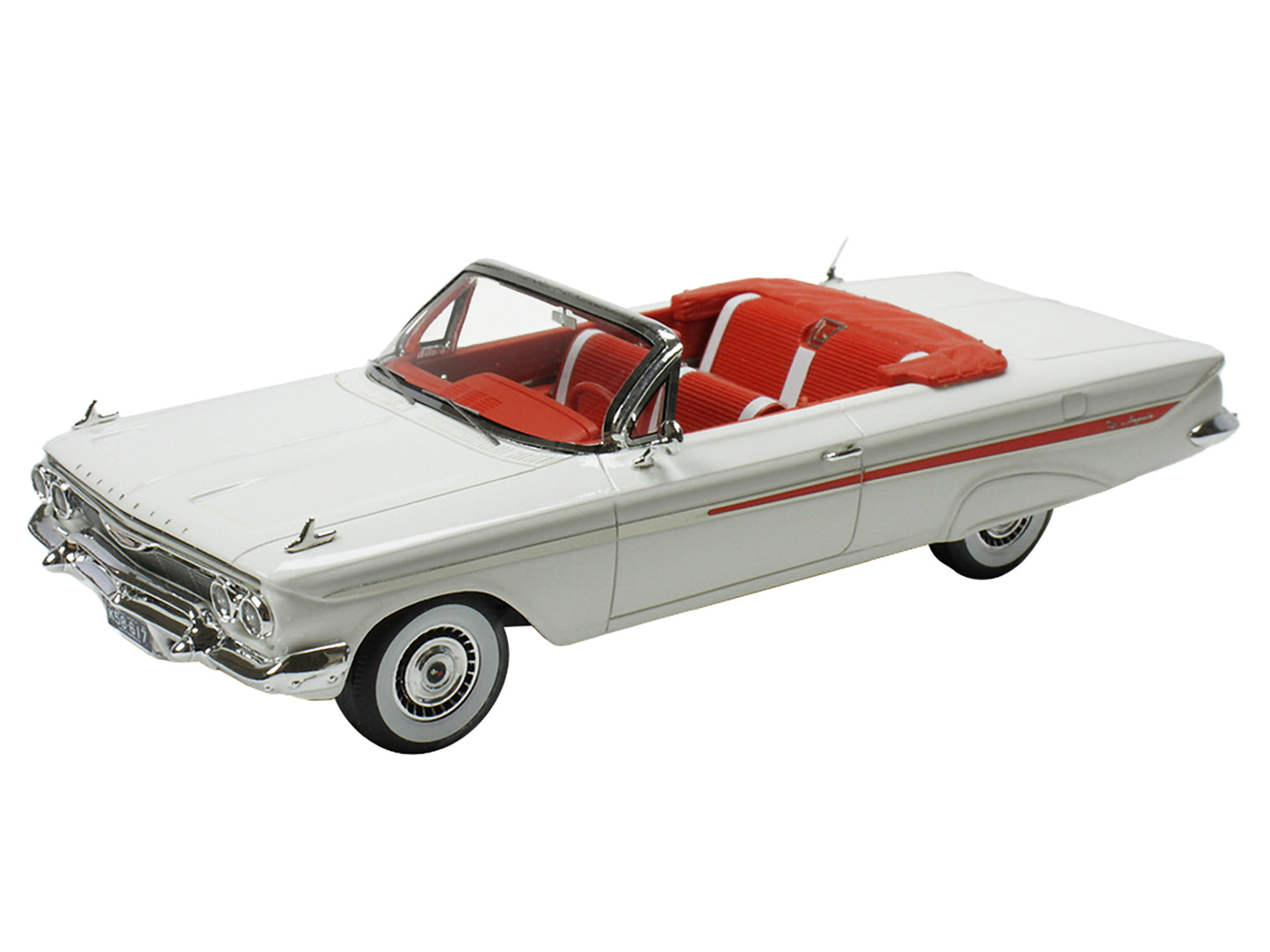 Goldvarg Collection 1961 Chevrolet Impala Convertible White with Red Interior Limited Edition to 240 pieces Worldwide 1/43 Model Car by Goldvarg Collection