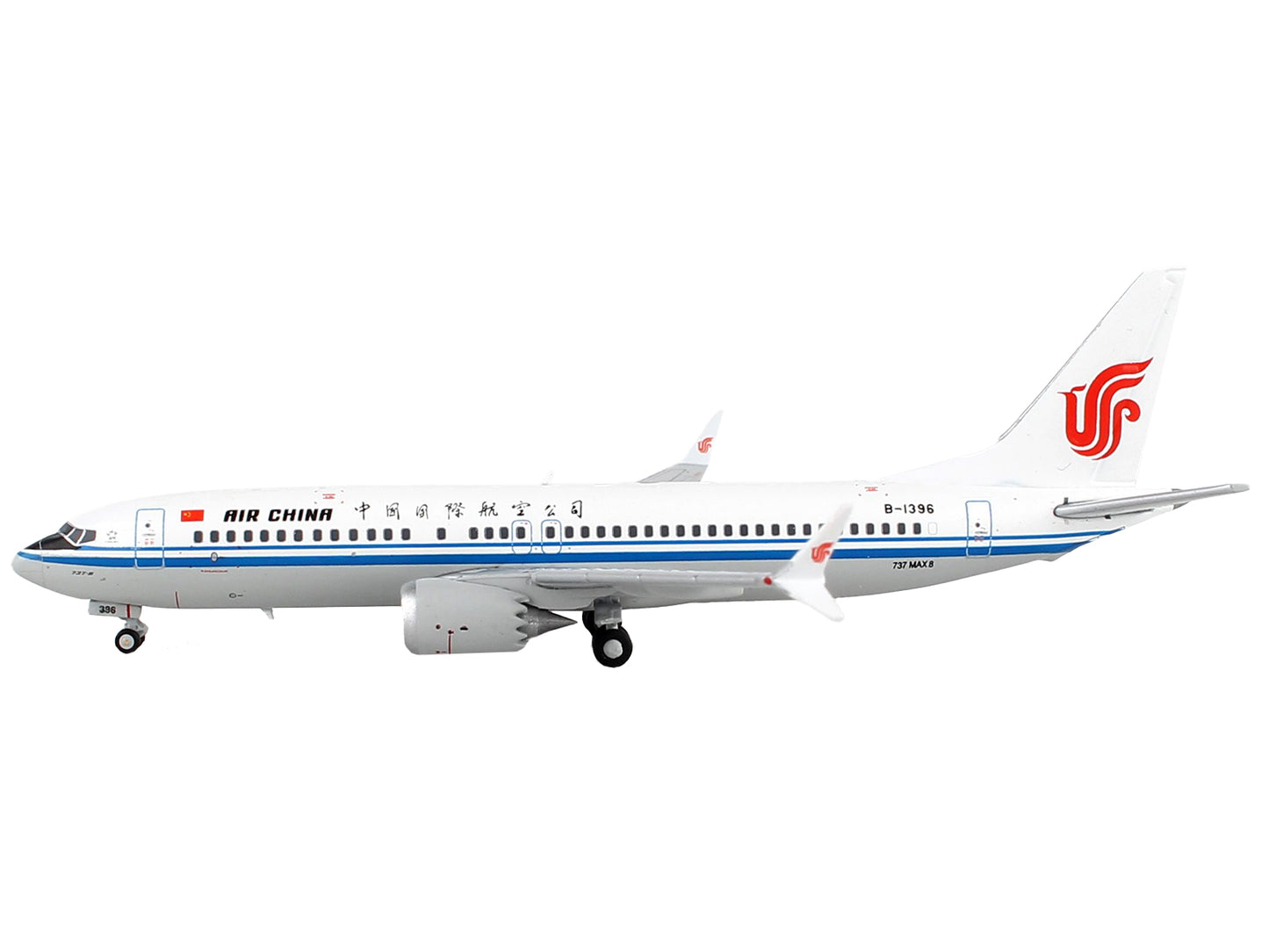 GeminiJets Boeing 737 MAX 8 Commercial Aircraft "Air China" White with Blue Stripes 1/400 Diecast Model Airplane by GeminiJets