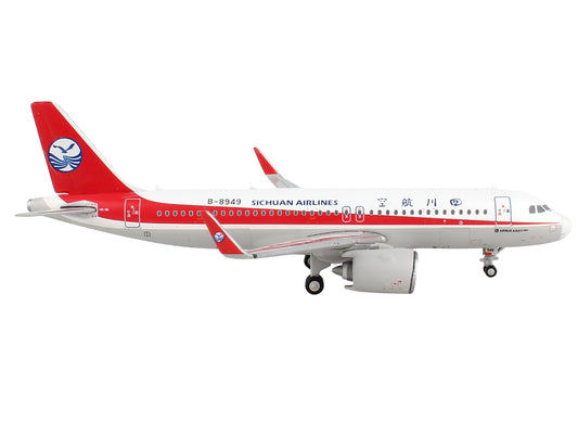 GeminiJets Airbus A320neo Commercial Aircraft "Sichuan Airlines" White with Red Stripes and Tail 1/400 Diecast Model Airplane by GeminiJets