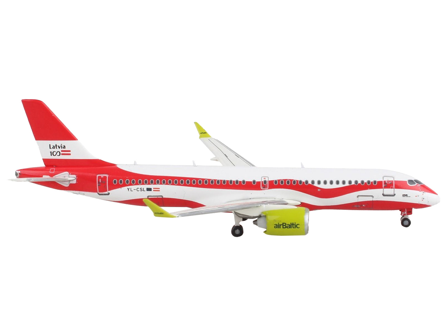 GeminiJets Airbus A220-300 Commercial Aircraft "Air Baltic" White and Red 1/400 Diecast Model Airplane by GeminiJets