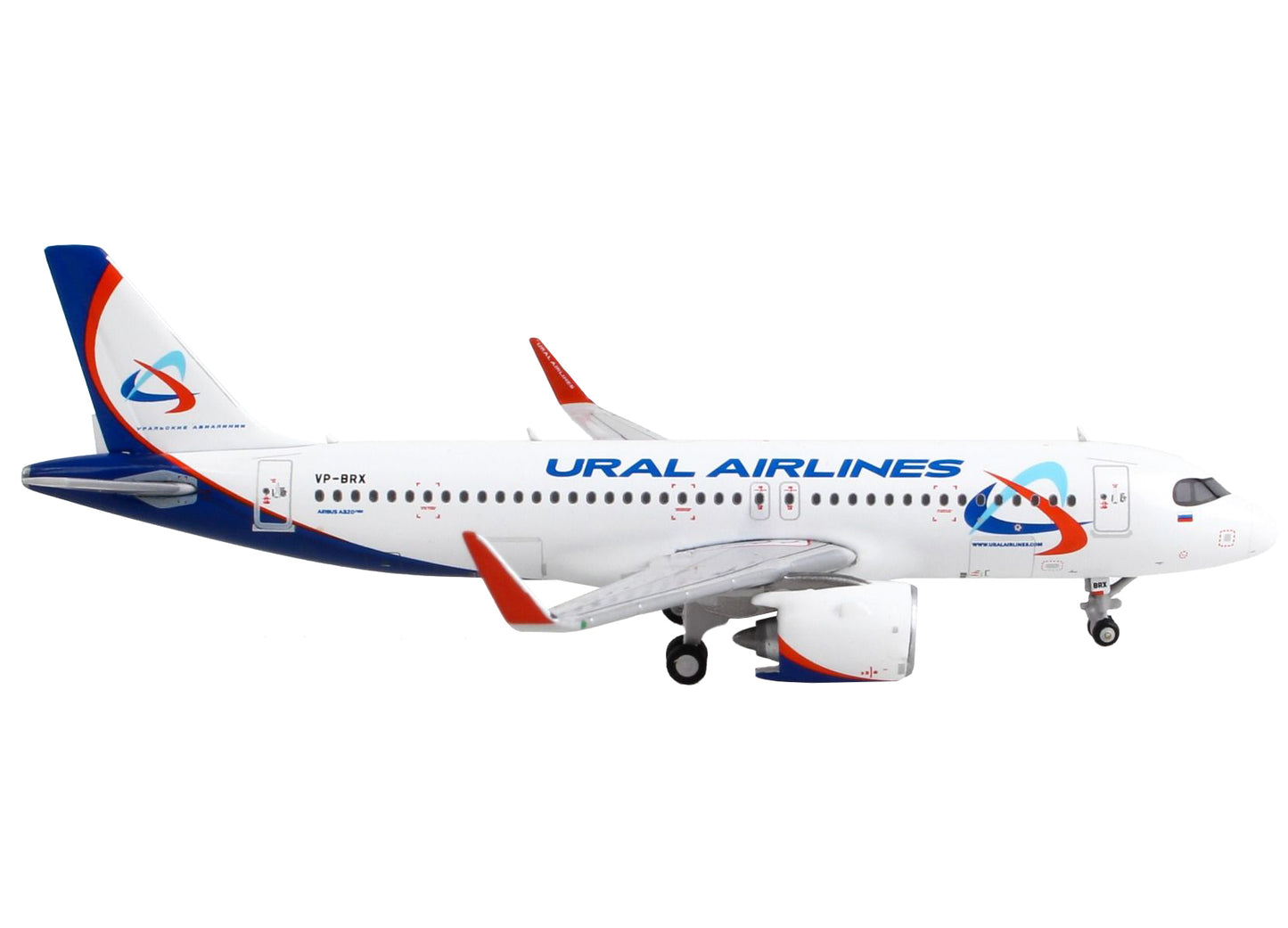 GeminiJets Airbus A320neo Commercial Aircraft "Ural Airlines" White with Blue Tail 1/400 Diecast Model Airplane by GeminiJets