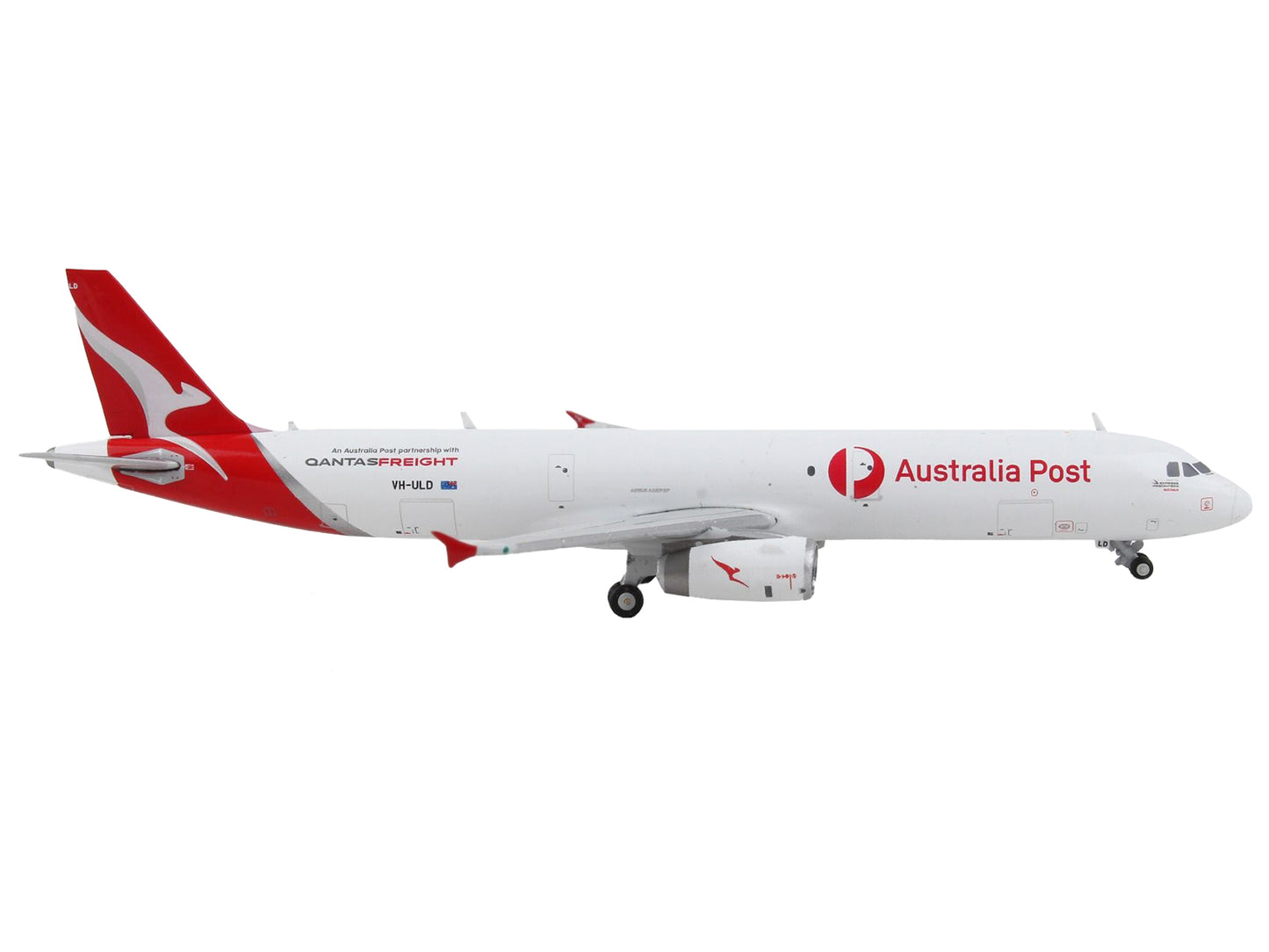GeminiJets Airbus A321P2F Commercial Aircraft "Qantas Freight - Australia Post" White with Red Tail 1/400 Diecast Model Airplane by GeminiJets