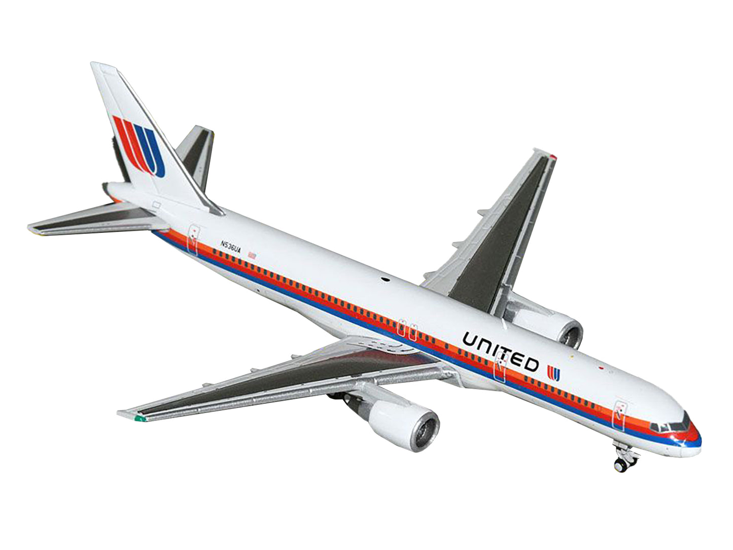 GeminiJets Boeing 757-200 Commercial Aircraft "United Airlines" (N536UA) White with Stripes 1/400 Diecast Model Airplane by GeminiJets