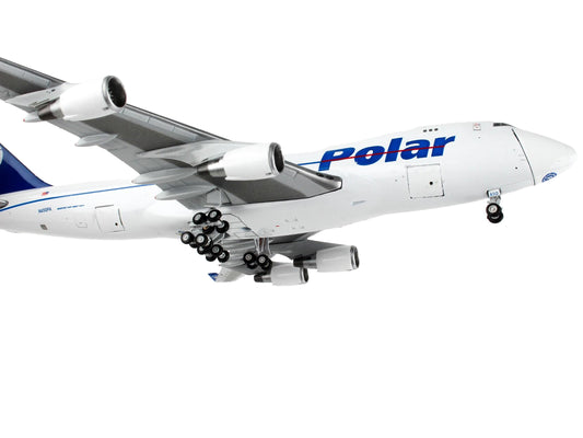 GeminiJets Boeing 747-400F Commercial Aircraft "Polar Air Cargo" White with Blue Tail "Interactive Series" 1/400 Diecast Model Airplane by GeminiJets