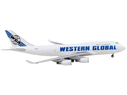 GeminiJets Boeing 747-400F Commercial Aircraft "Western Global" White with Blue Tail Stripes 1/400 Diecast Model Airplane by GeminiJets