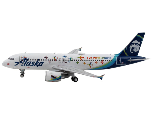 GeminiJets Airbus A320 Commercial Aircraft "Alaska Airlines - Fly with Pride" White with Blue Tail 1/400 Diecast Model Airplane by GeminiJets