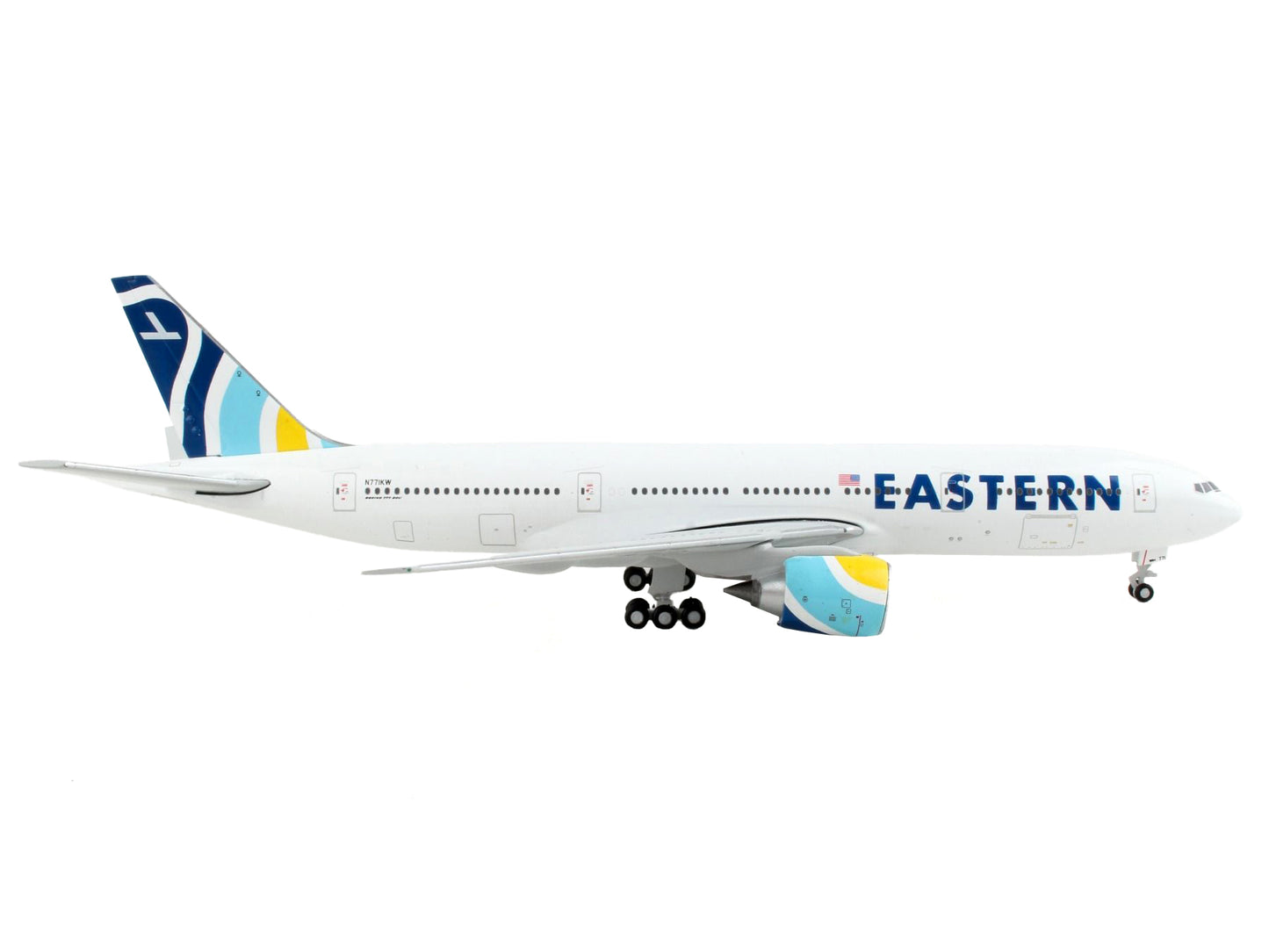 GeminiJets Boeing 777-200ER Commercial Aircraft "Eastern Air Lines" White with Striped Tail 1/400 Diecast Model Airplane by GeminiJets