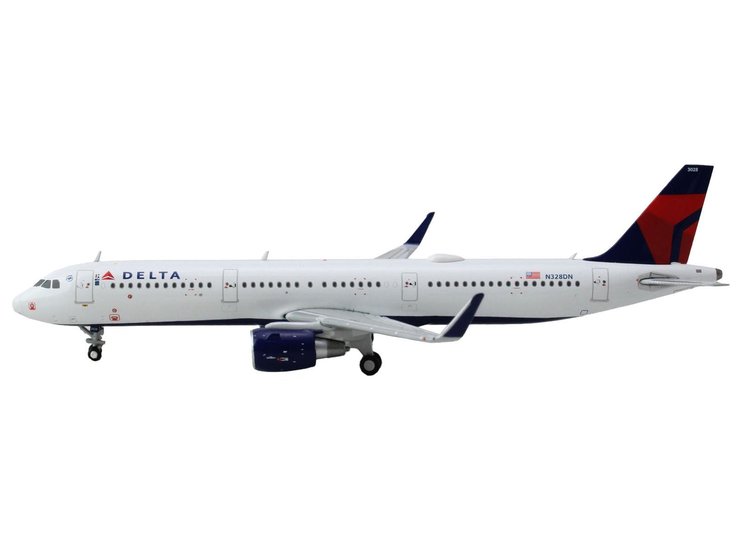 GeminiJets Airbus A321 Commercial Aircraft "Delta Air Lines" (N328DN) White with Red and Blue Tail 1/400 Diecast Model Airplane by GeminiJets