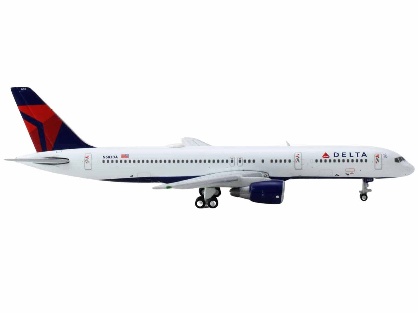 GeminiJets Boeing 757-200 Commercial Aircraft "Delta Air Lines" (N683DA) White with Red and Blue Tail 1/400 Diecast Model Airplane by GeminiJets