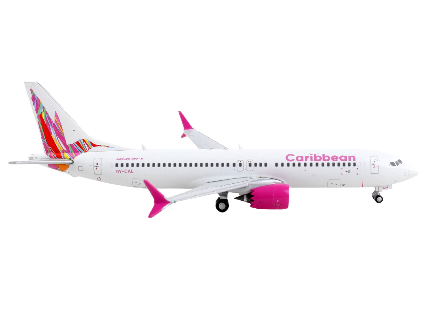 GeminiJets Boeing 737 MAX 8 Commercial Aircraft "Caribbean Airlines" White with Tail Graphics 1/400 Diecast Model Airplane by GeminiJets