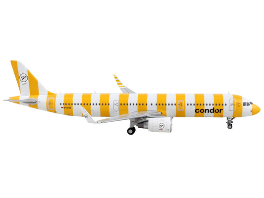 GeminiJets Airbus A321 Commercial Aircraft "Condor Airlines" White and Yellow Stripes 1/400 Diecast Model Airplane by GeminiJets
