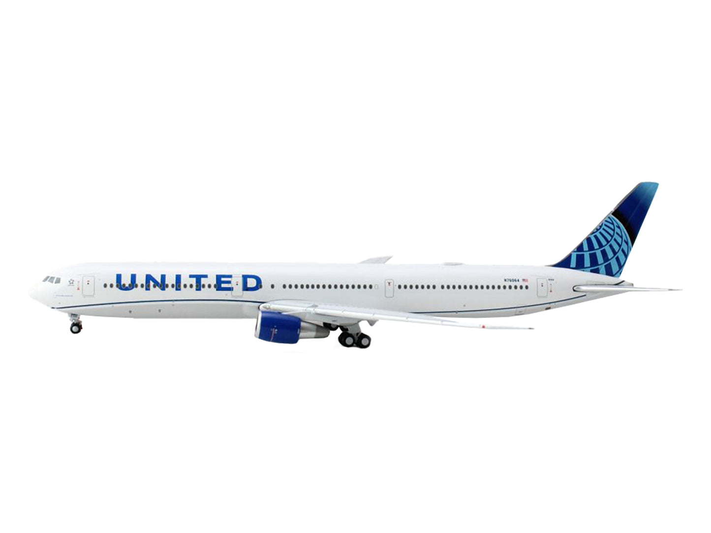 GeminiJets Boeing 767-400ER Commercial Aircraft "United Airlines" (N76064) White with Blue Tail 1/400 Diecast Model Airplane by GeminiJets