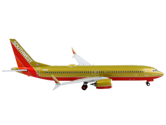 GeminiJets Boeing 737 MAX 8 Commercial Aircraft "Southwest Airlines" Gold with Red Stripes 1/400 Diecast Model Airplane by GeminiJets