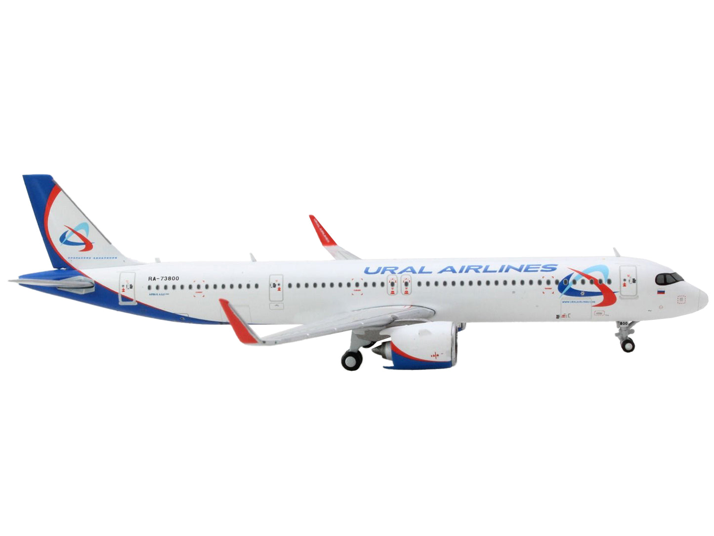 GeminiJets Airbus A321neo Commercial Aircraft "Ural Airlines" White with Blue Tail 1/400 Diecast Model Airplane by GeminiJets