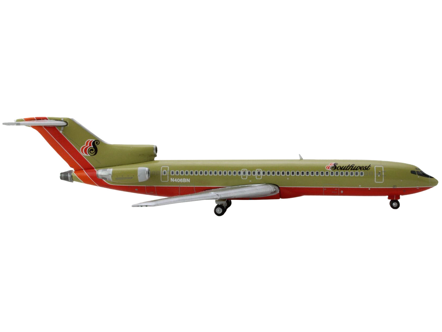 GeminiJets Boeing 727-200 Commercial Aircraft "Southwest Airlines" Gold with Red and Orange Stripes 1/400 Diecast Model Airplane by GeminiJets