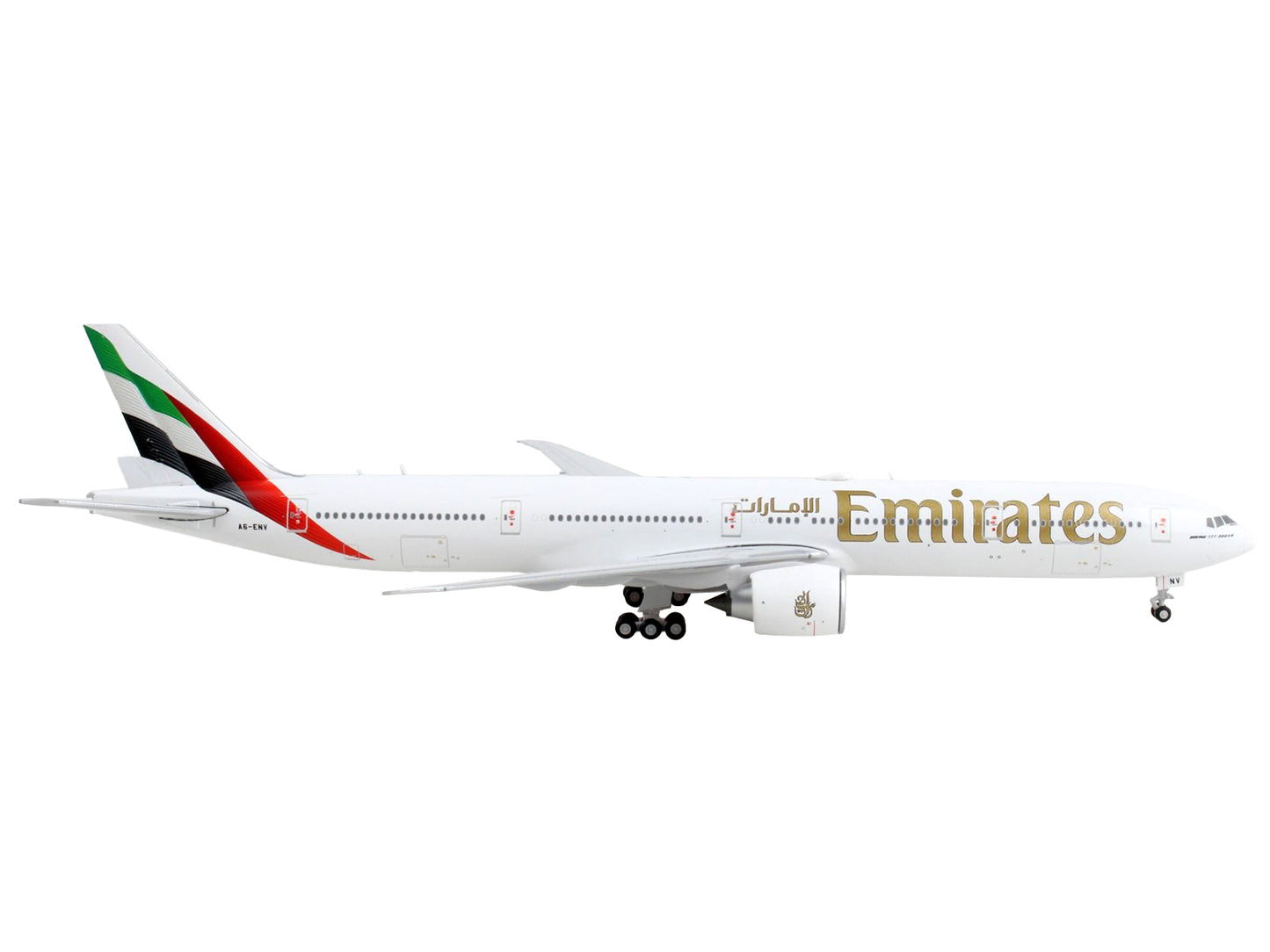 GeminiJets Boeing 777-300ER Commercial Aircraft "Emirates Airlines" White with Tail Stripes 1/400 Diecast Model Airplane by GeminiJets