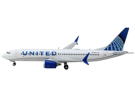 GeminiJets Boeing 737 MAX 8 Commercial Aircraft "United Airlines" (N17265) White with Blue Tail 1/400 Diecast Model Airplane by GeminiJets