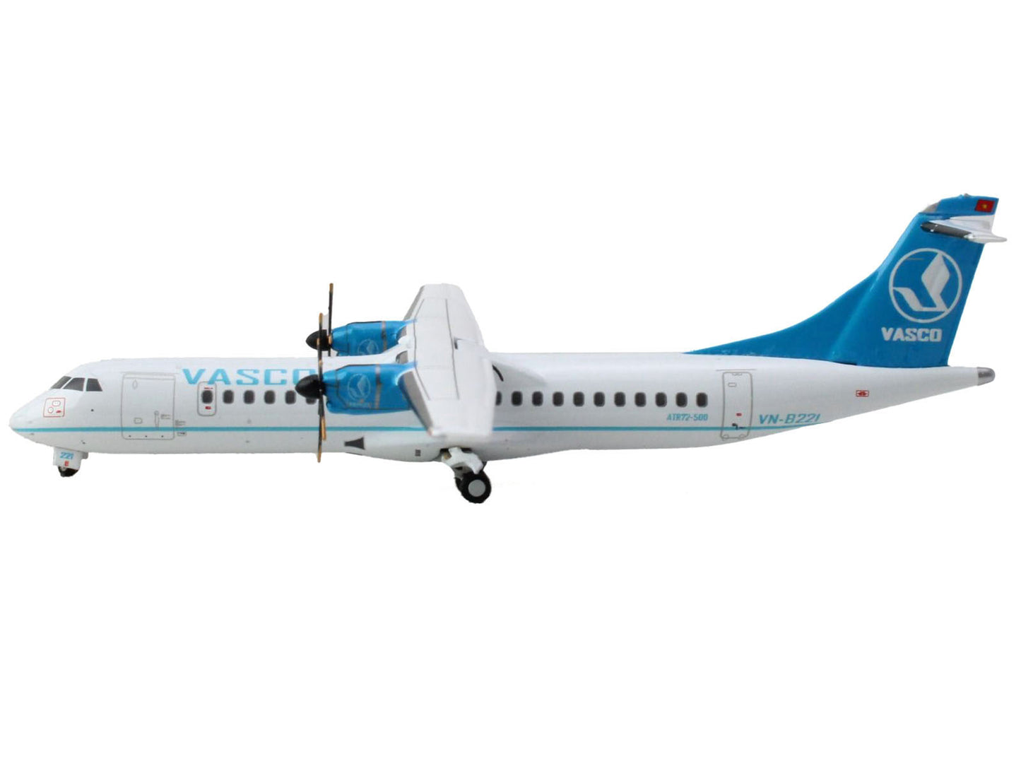 GeminiJets ATR 72-500 Commercial Aircraft "VASCO (Vietnam Air Services Company)" (VN-B221) White with Blue Tail 1/400 Diecast Model Airplane by GeminiJets