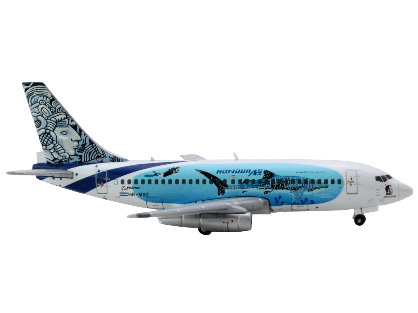GeminiJets Boeing 737-200 Commercial Aircraft "Aviatsa Honduras" (HR-MRZ) White with Blue Graphics 1/400 Diecast Model Airplane by GeminiJets