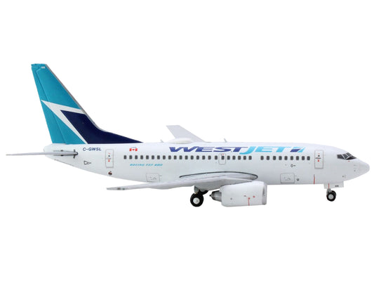 GeminiJets Boeing 737-600 Commercial Aircraft "Westjet Airlines" (C-GWSL) White with Blue Tail 1/400 Diecast Model Airplane by GeminiJets
