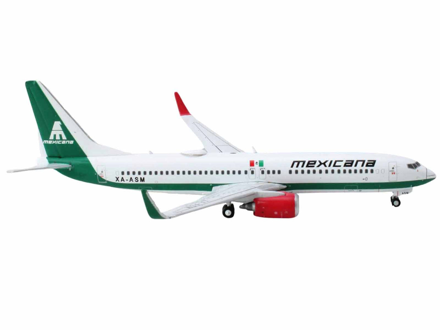 GeminiJets Boeing 737-800 Commercial Aircraft "Mexicana Airlines" (XA-ASM) White with Green Tail 1/400 Diecast Model Airplane by GeminiJets